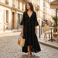 Robe midi bohème à volants