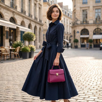 Robe chemise longue trapèze avec ceinture