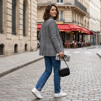 Manteau à carreaux élégant Fleur