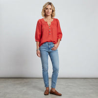 Blouse boutonnée à manches 3/4