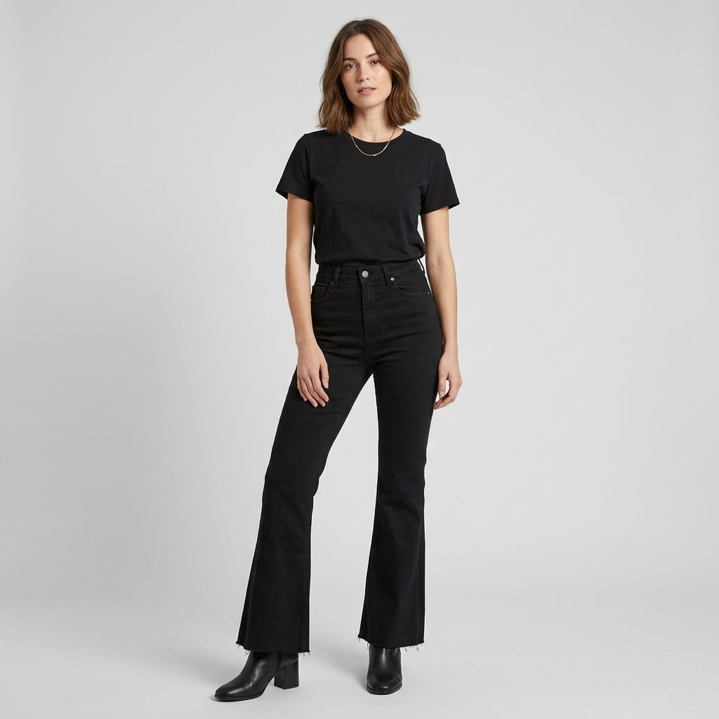 Jean pattes d'éléphant taille haute