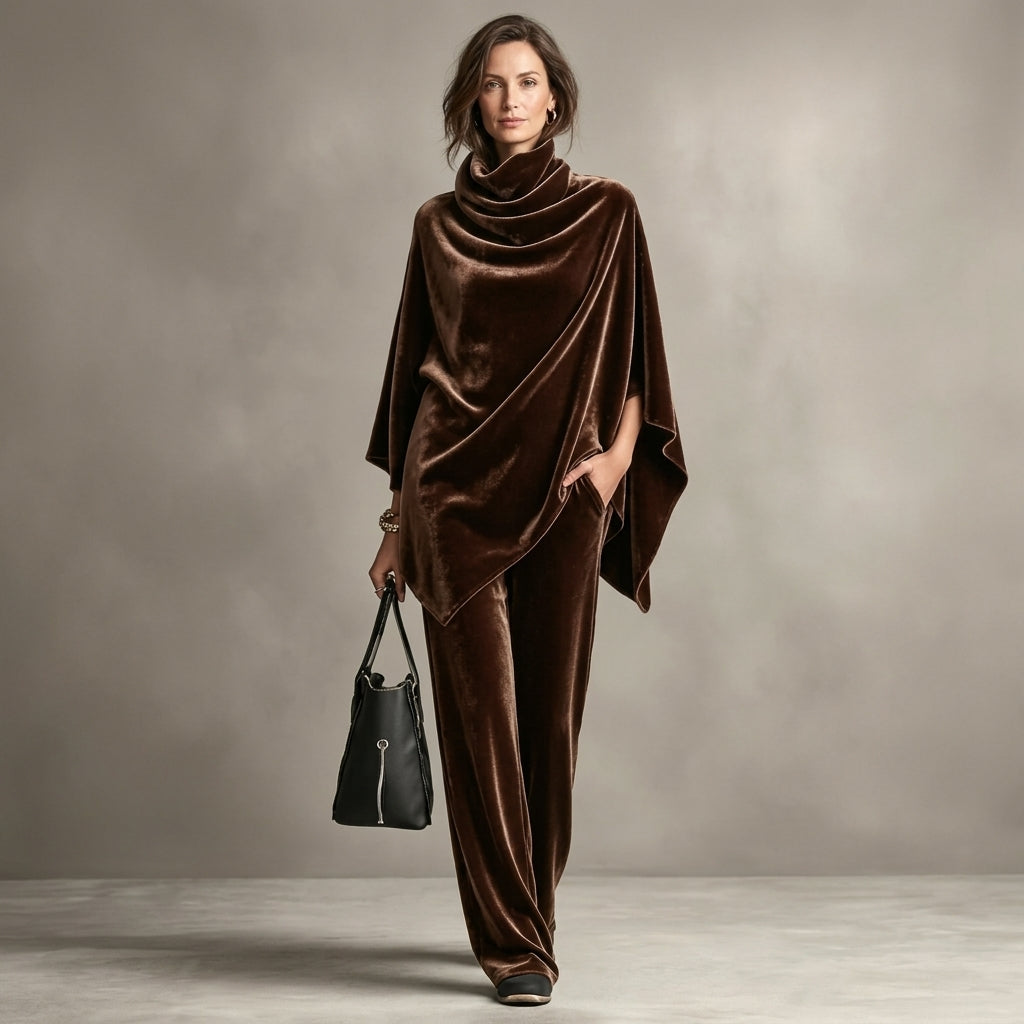 Ensemble deux pièces à jambes larges et effet drapé
