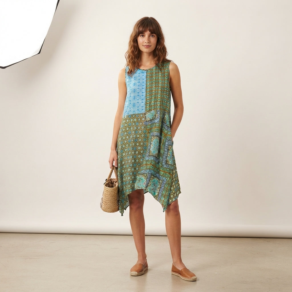 Robe-tunique bohème en patchwork
