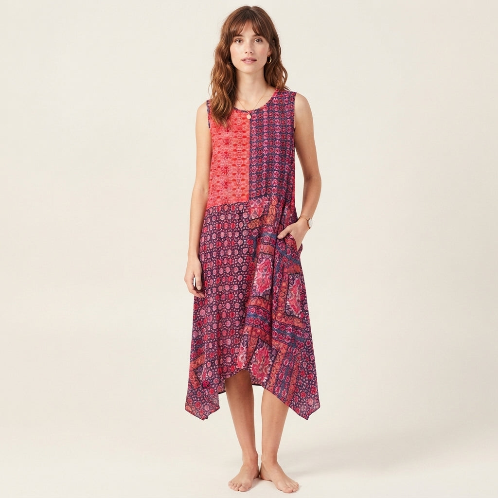 Robe-tunique bohème en patchwork