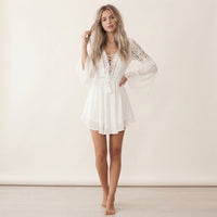 Printed flared sleeve mini dress