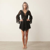 Printed flared sleeve mini dress