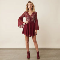 Printed flared sleeve mini dress