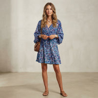 Mini-robe bohème à manches bouffantes
