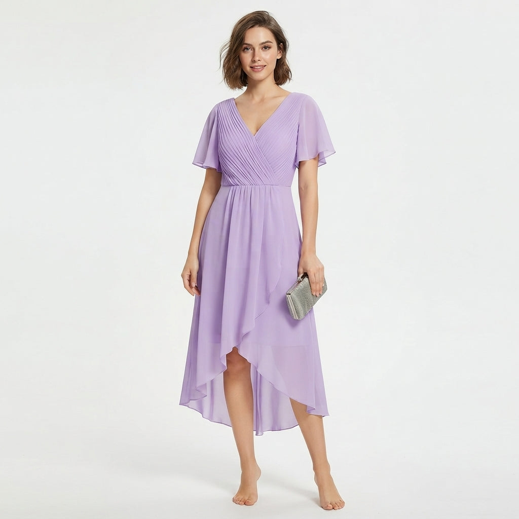 Robe d'invitée de mariage élégante en mousseline