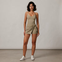 Sustainable twisted dress in recycled material
