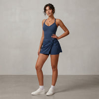 Sustainable twisted dress in recycled material