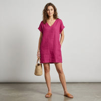 Mini-robe à col en V et manches à volants
