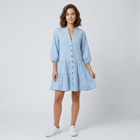 Robe-chemise à volants et motif vichy