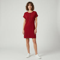 Robe Henley à poche en mélange coton-lin