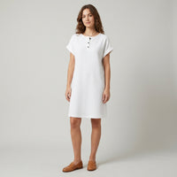 Robe Henley à poche en mélange coton-lin