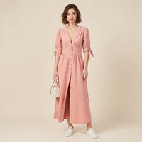 Robe longue en jean boutonnée Romane