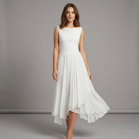 Robe midi drapée et plissée