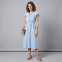 Robe midi à col en V et volants