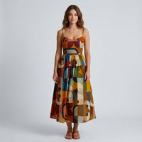 Robe midi élégante à manches courtes