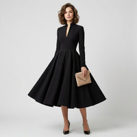 Robe midi Jennifer plissée à col en V