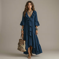 Robe midi bohème à volants