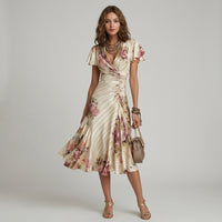 Robe portefeuille mi-longue à fleurs Thomasine