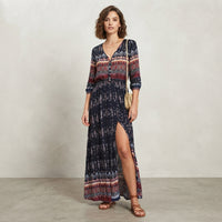 Robe longue bohème boutonnée à l'avant
