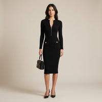 Robe midi côtelée zippée Zoe
