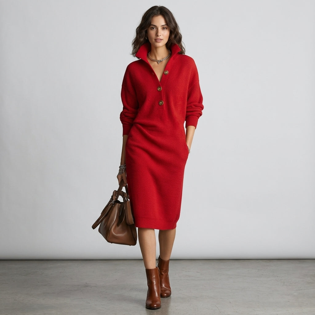 Robe-pull Brielle à col boutonné