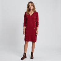 Robe midi en maille à col en V Amaline