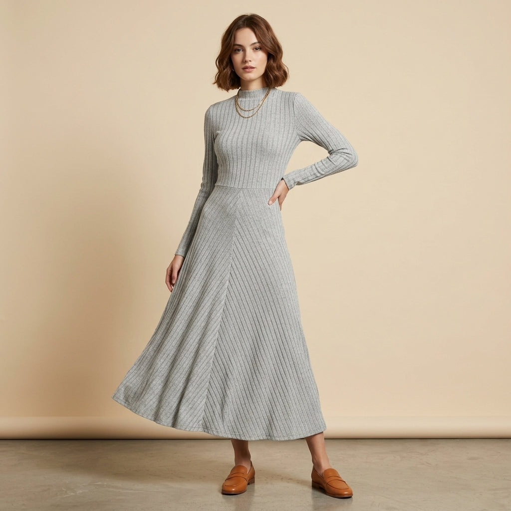 Robe midi trapèze côtelée Echoarchiv