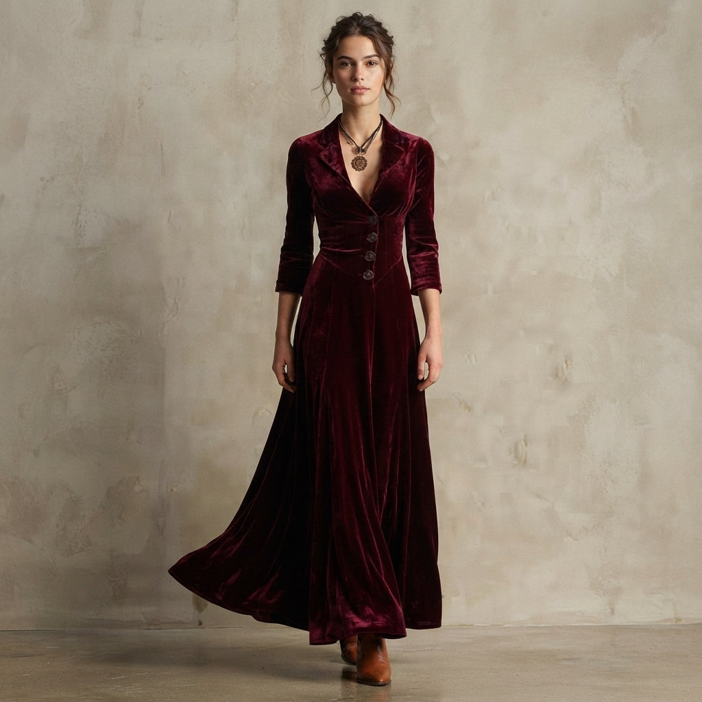 Robe midi trapèze boutonnée