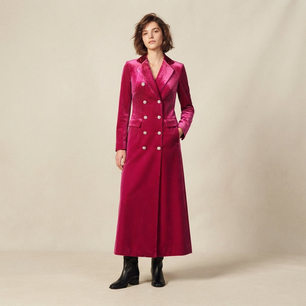 Robe longue blazer en velours