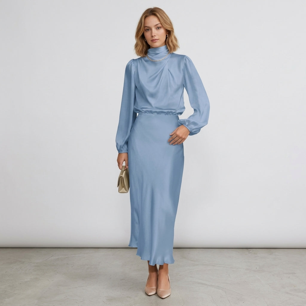 Robe midi à col roulé Olivia