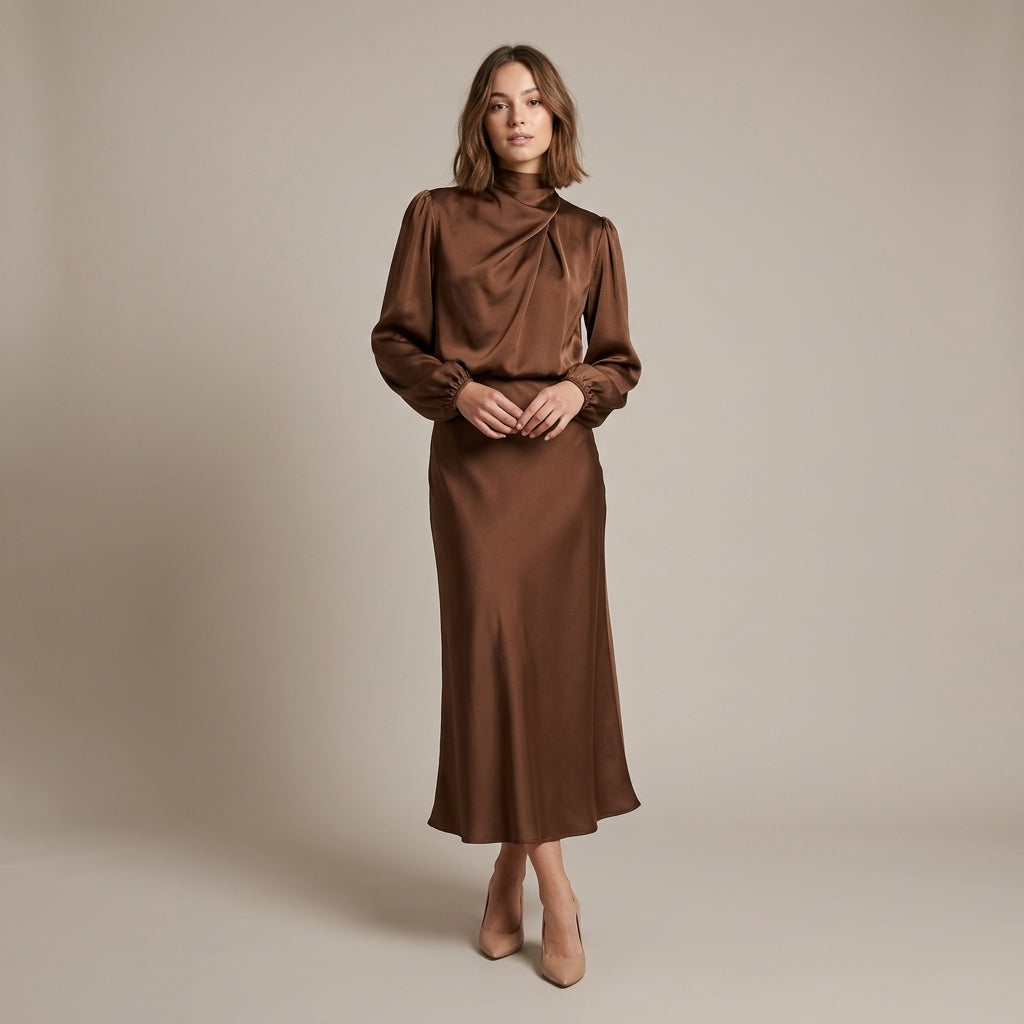 Robe midi à col roulé Olivia