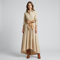 Robe chemise longue trapèze avec ceinture