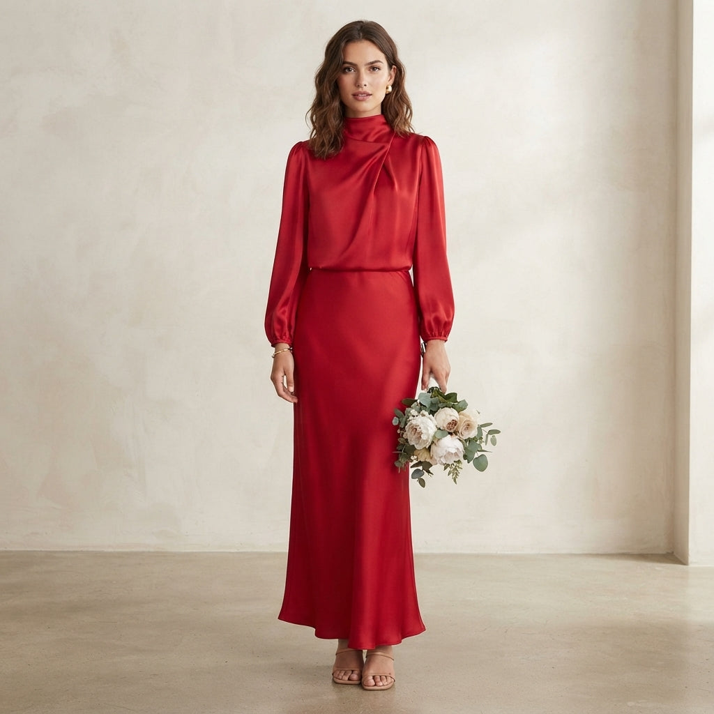Robe de cérémonie Olivia à col roulé