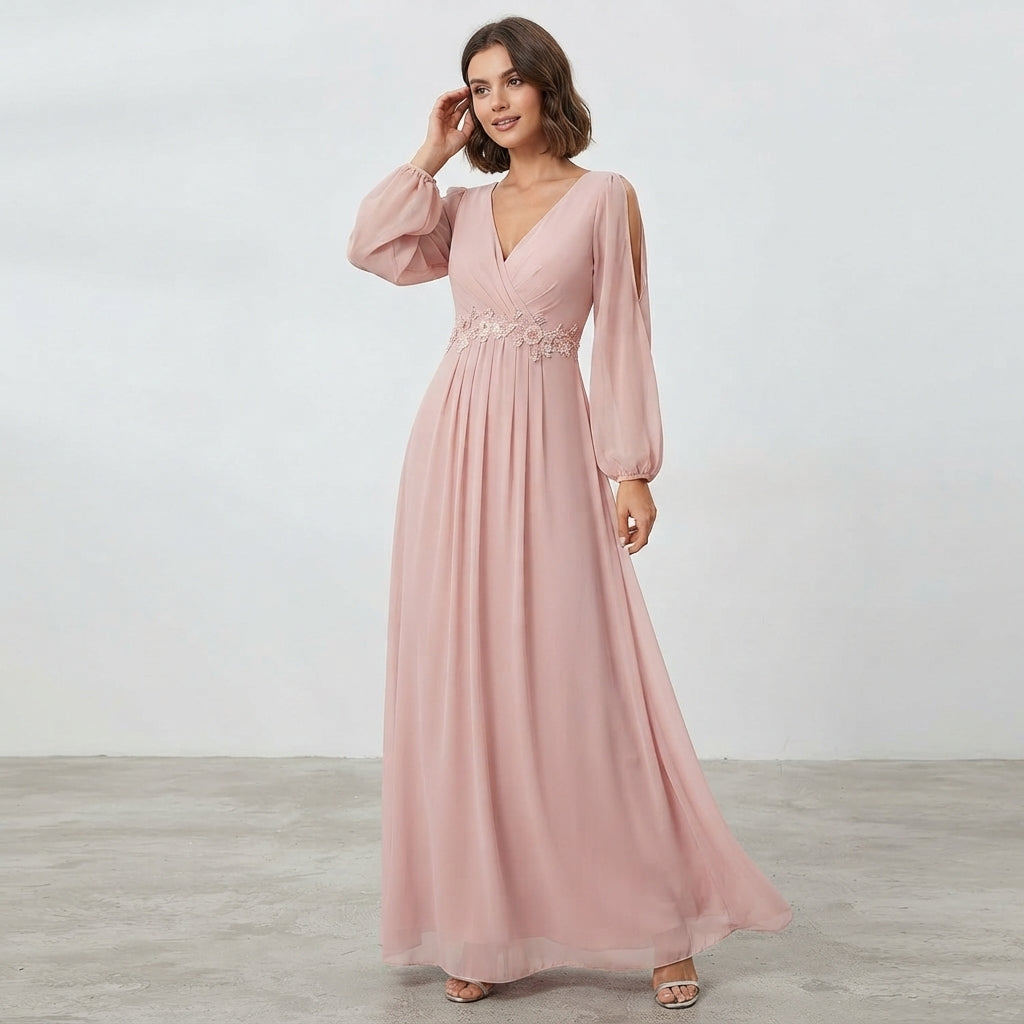 Robe de soirée Zoé à col en V