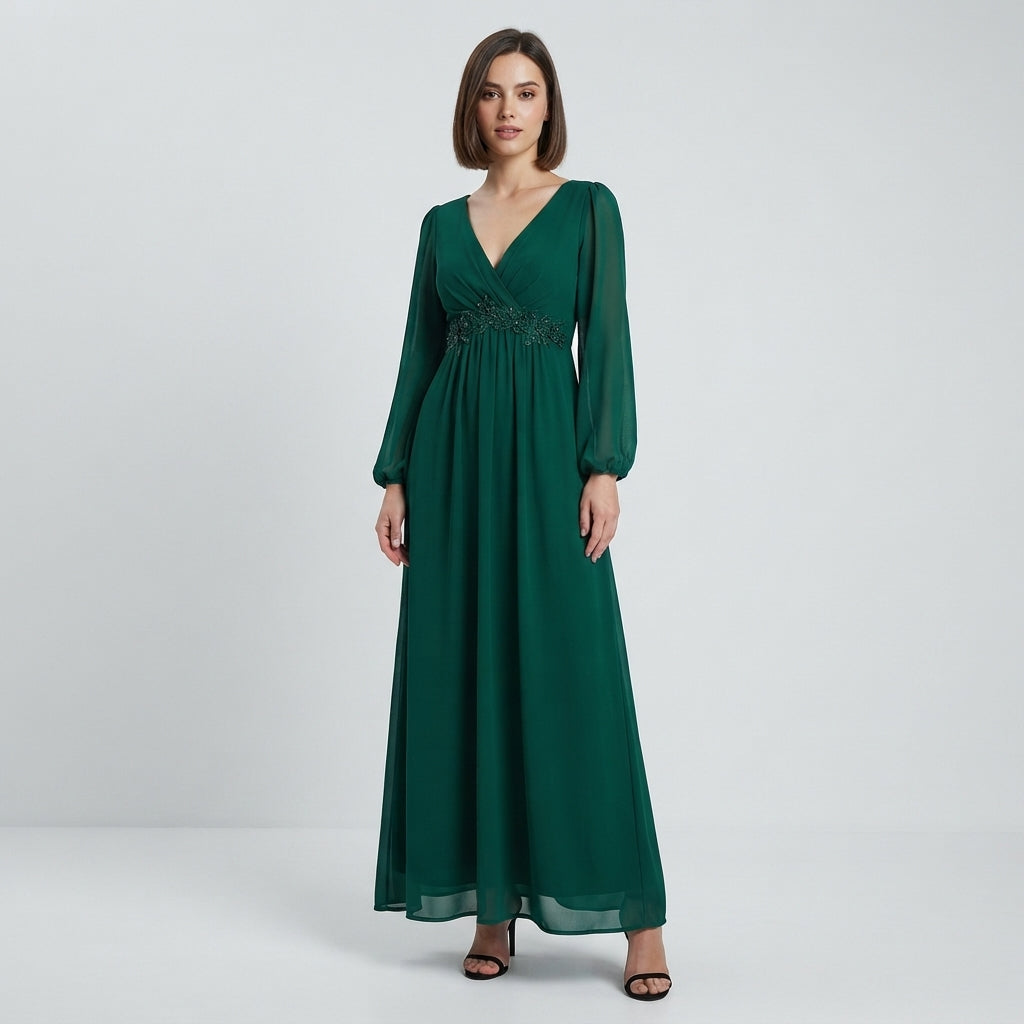 Robe de soirée Zoé à col en V