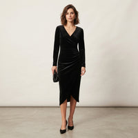 Robe midi portefeuille drapée Aisling