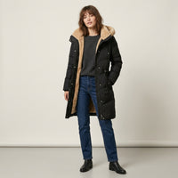 Manteau matelassé long à capuche
