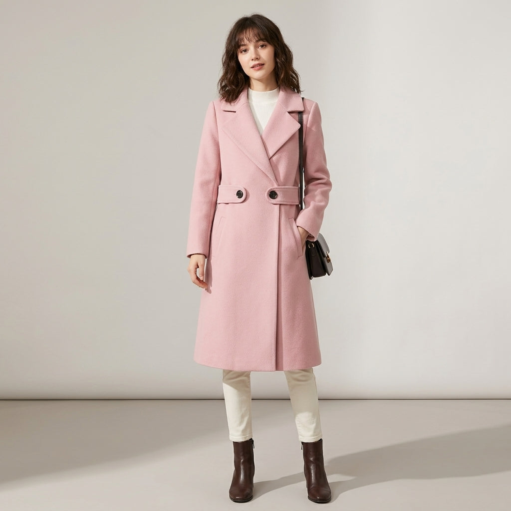 Manteau d'hiver en laine avec ceinture