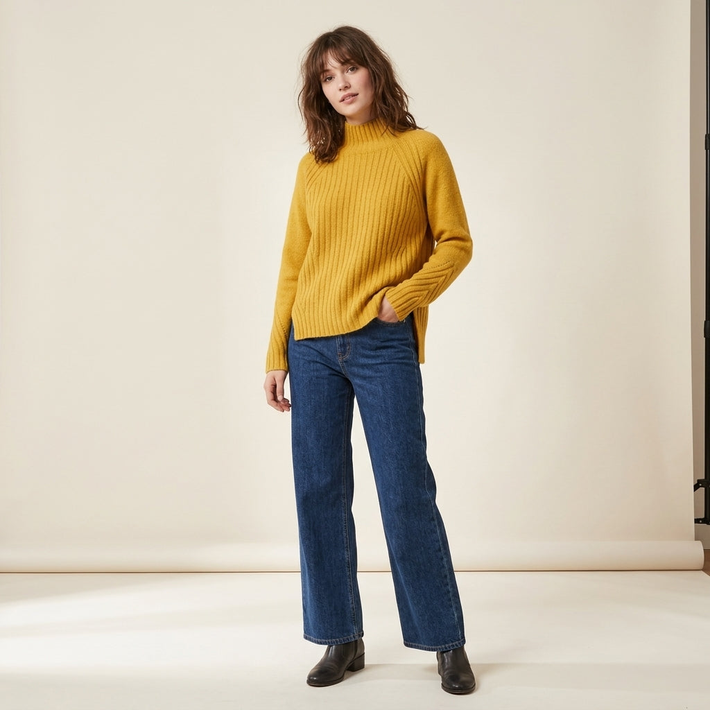 Pull à col roulé en maille de laine