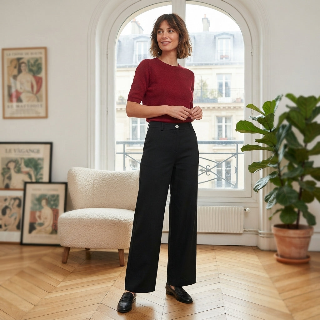 Pantalon classique à jambes larges