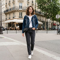 Veste en jean à capuche doublée de sherpa