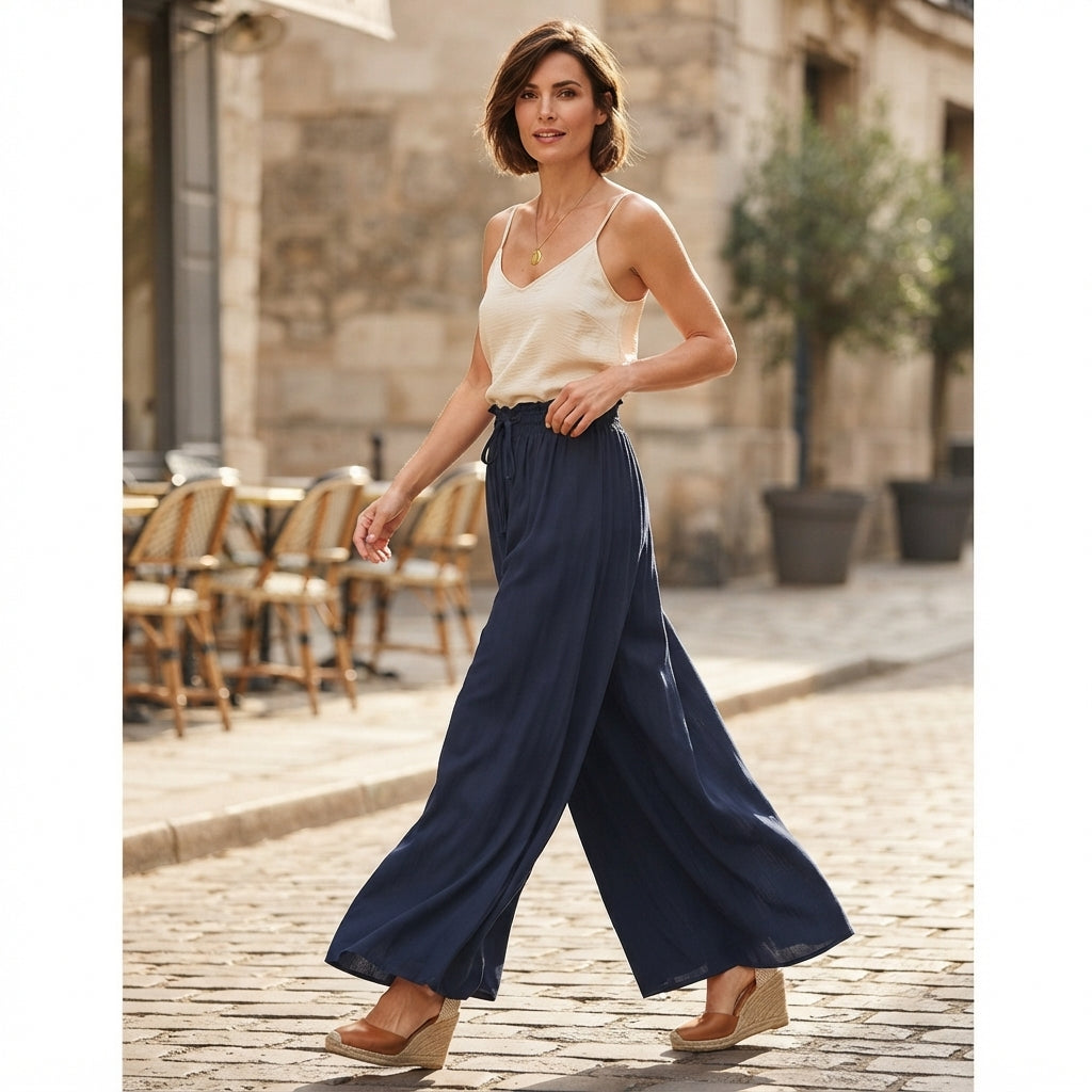 Pantalon Linéa en coton et lin