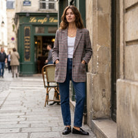 Manteau à carreaux élégant Fleur