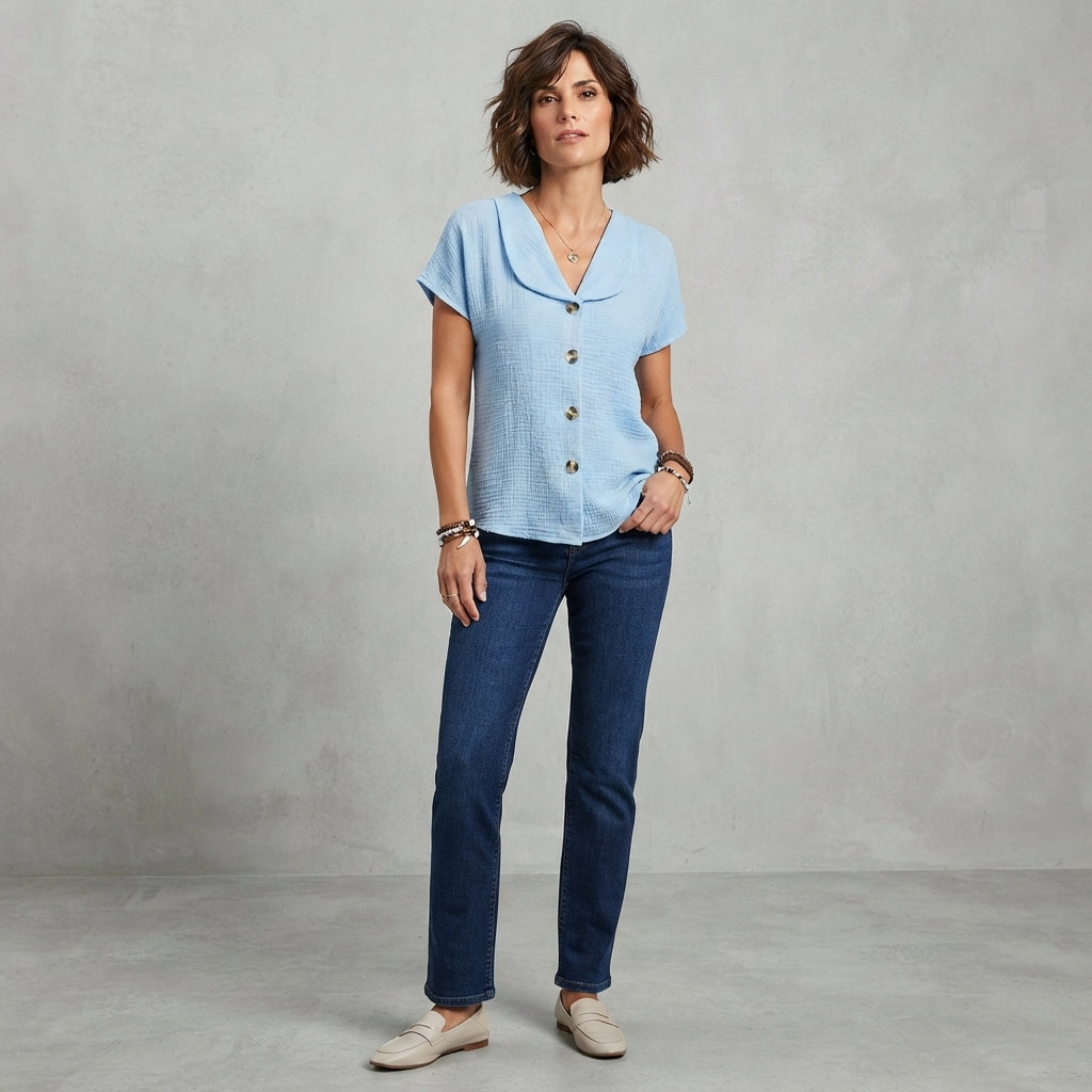 Blouse élégante à revers boutonnés