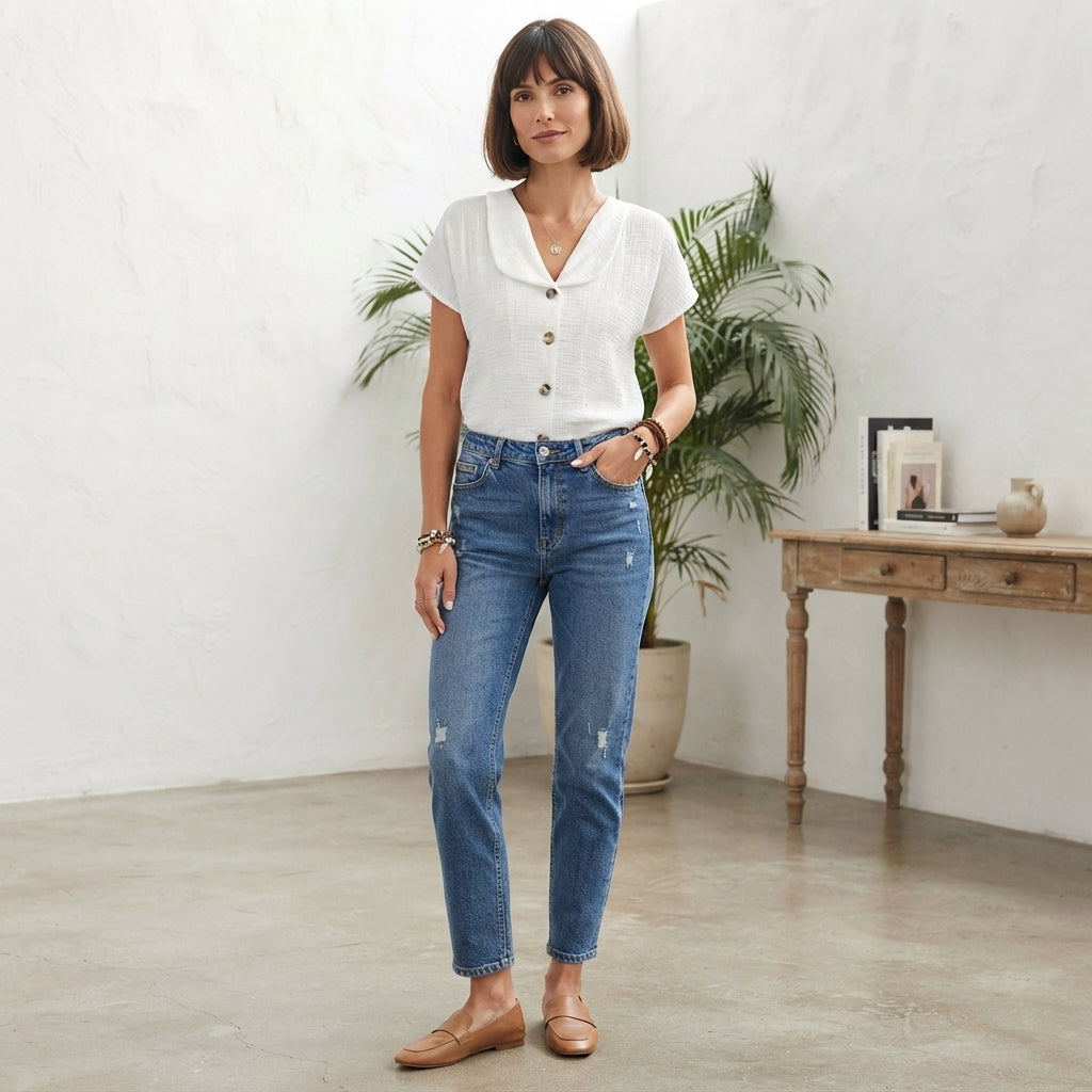 Blouse élégante à revers boutonnés