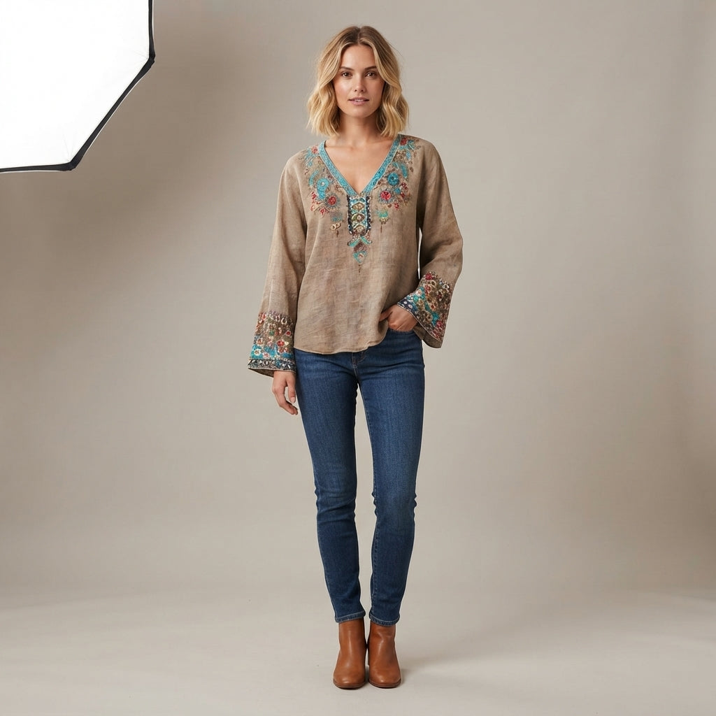 Blouse légère brodée pour femme